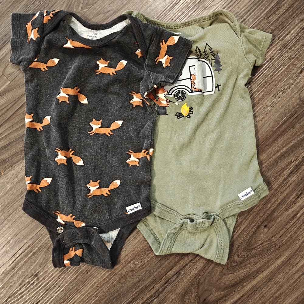 Gerber Black Onesie with Orange Foxes